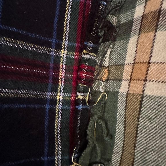 Custom Rebuilt Flannel Shirt OOAK Cotton Plaid One Size Colorblock PELHAM - Picture 5 of 6